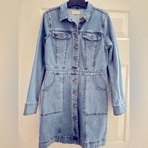 Madewell denim long sleeve button down dress (Size 10)